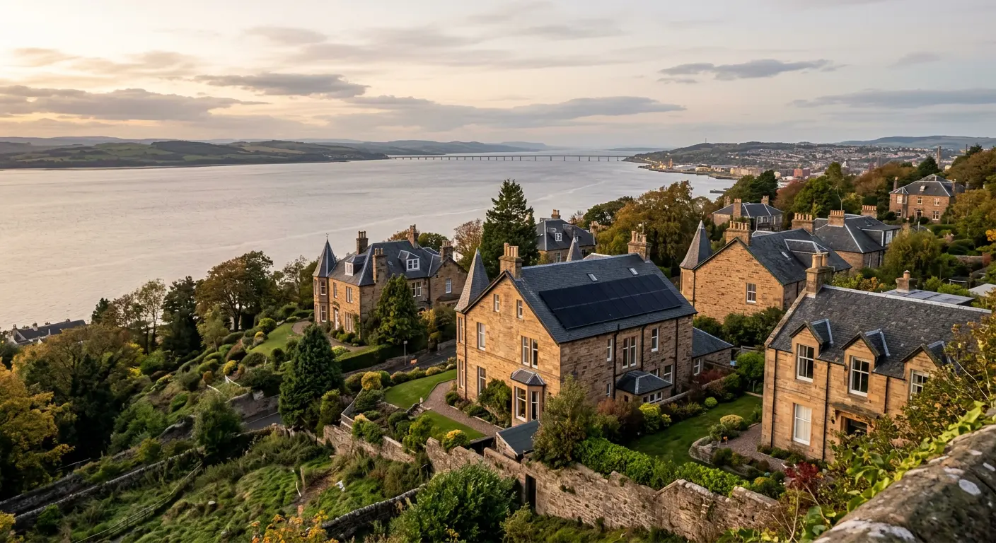 Sandstone villas overlooking the River Tay in Dundee
